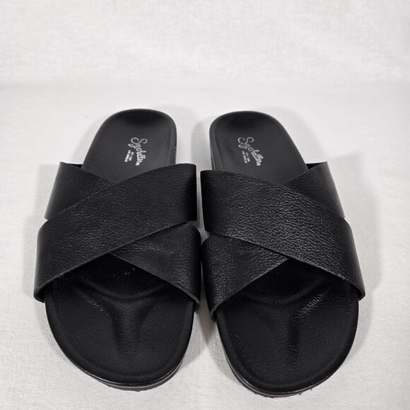 SEYCHELLES Minimalist Lighthearted Slides BLACK Leather Sandals Women's Size 9. - Picture 5 of 17